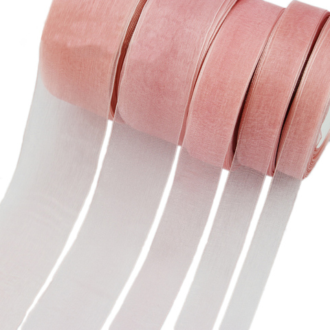 Ruban en organza pour viande rose, 50 yards/rouleau, ruban décoratif pour emballage cadeaux (12/15/20/25/40/50mm) ► Photo 1/5
