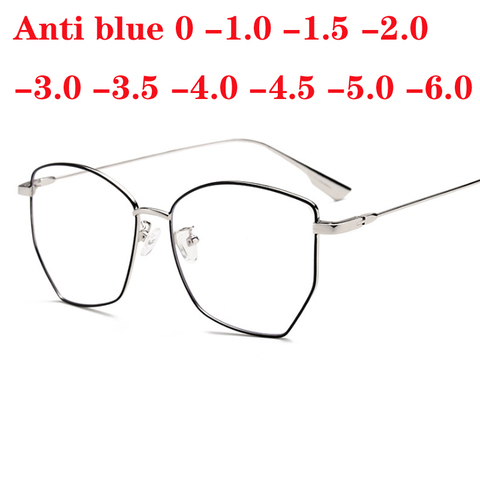 Lunettes optiques multilatérales en métal alliage cadre lunettes hommes femmes polygone Prescription lunettes 0 -1.0 -1.5 -2.0 To -6.0 ► Photo 1/6