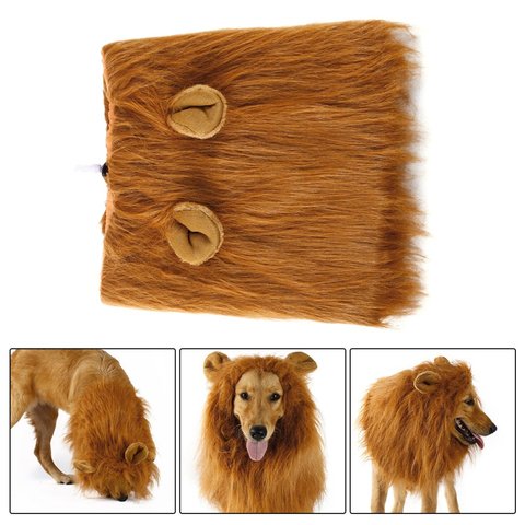 Animal Animal de compagnie Costume Lion perruques crinière cheveux écharpe fête déguisement vêtements chien Costume Festival fête déguisement pour chien ► Photo 1/6