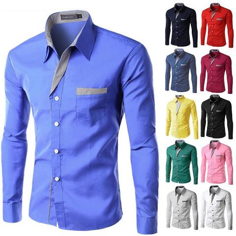 Offre spéciale nouvelle mode Camisa Masculina à manches longues chemise hommes coupe ajustée conception formelle décontracté marque mâle robe chemise taille M-4XL ► Photo 1/6