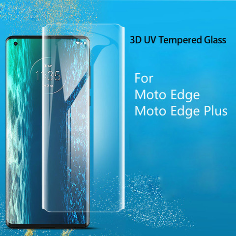 JGKK – couverture à colle complète UV liquide pour Motorola Edge + protecteur d'écran, verre trempé incurvé 3D Ultra clair pour Moto Edge Plus ► Photo 1/6