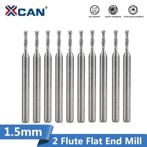 XCAN – fraises CNC à 2 cannelures, diamètre 1.5mm, pour bois/plastique, gravure, fraise en carbure, 10 pièces ► Photo 1/3