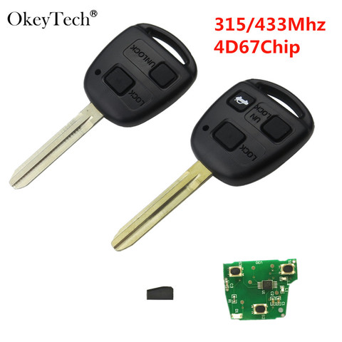 Okeytech – clé télécommande de voiture à 2 ou 3 boutons, puce 4D67, 315/433MHz, pour Toyota Camry Prado Corolla, 304 60030 ► Photo 1/4