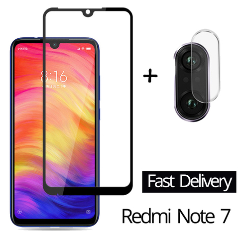 Verre de caméra 2-en-1 pour xiaomi Redmi Note 7 9 8 9D Film de protection d'écran en verre trempé ► Photo 1/6