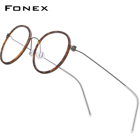 FONEX – lunettes en titane pour hommes et femmes, monture optique ronde, myopie, Prescription, style coréen, sans vis, 2022, 7512 ► Photo 1/6