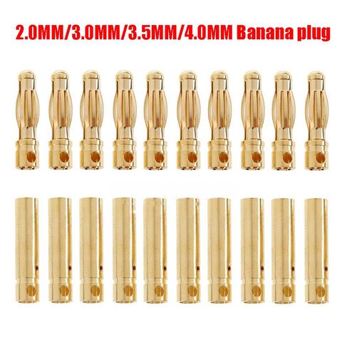 10 paires de connecteur banane à balle plaqué or pour batterie RC, connecteur banane mâle/femelle, haute qualité, 2mm/3.0mm/3.5mm/4mm ► Photo 1/6