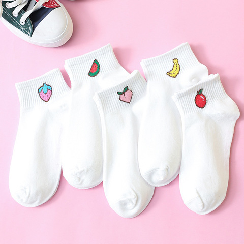 Coloré fruit Invisible court femme Sweat été confortable coton fille femmes bateau chaussettes cheville bas femme 1 paire = 2 pièces ws194 ► Photo 1/6