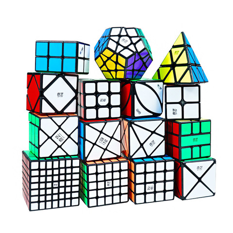 QIYI – Cube magique pour enfants, 3x3x3, 4x4x4, 5x5x5, Puzzle noir, autocollants, cube magique, éducatif, apprentissage, Anti-stress ► Photo 1/6