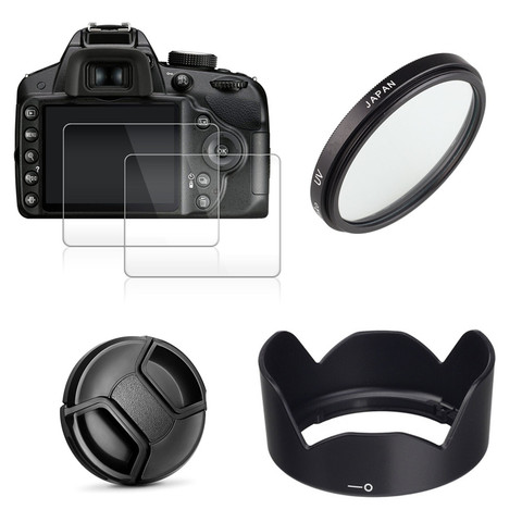 Filtre UV 49mm + capot d'objectif EW53 + capuchon + 2x protecteur d'écran en verre pour Canon EOS M10 M50 M100 M200 M6 Mark II avec objectif 15-45mm ► Photo 1/6