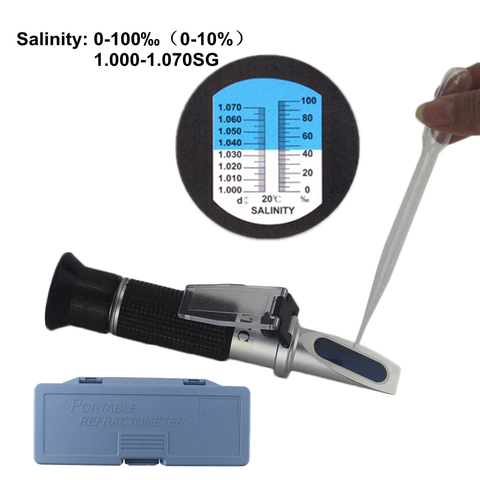 Réfractomètre salinité mètre ATC eau salée hydromètre 1.000-1.040SG salinité eau de mer salinomètre pour aquarium Mornitor testeur ► Photo 1/6