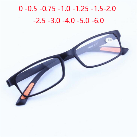 Lunettes de myopie carrées TR90 pour femmes et hommes, monture noire ultralégère, myopie 0 -0.5 -0.75 -1.0 à-4.0 ► Photo 1/4