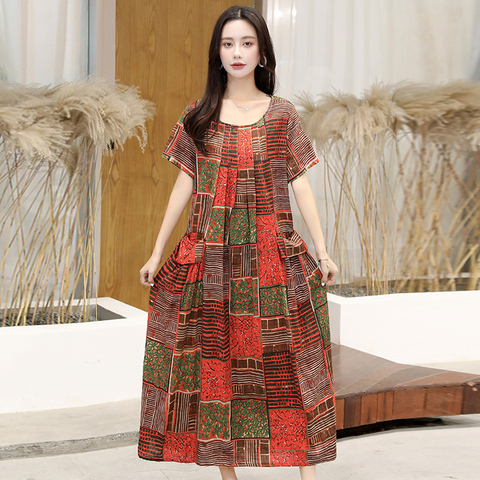 2022 nouvelles femmes robe d'été grande taille robes manches courtes robe robe décontractée femme grande taille boho robes ► Photo 1/6