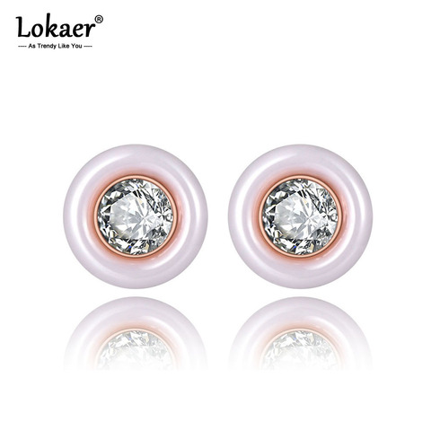 Lokaer – boucles d'oreilles de mariage en acier inoxydable pour femmes, en céramique blanche/noire, en cristal CZ, pour cadeau de noël, E19279 ► Photo 1/6