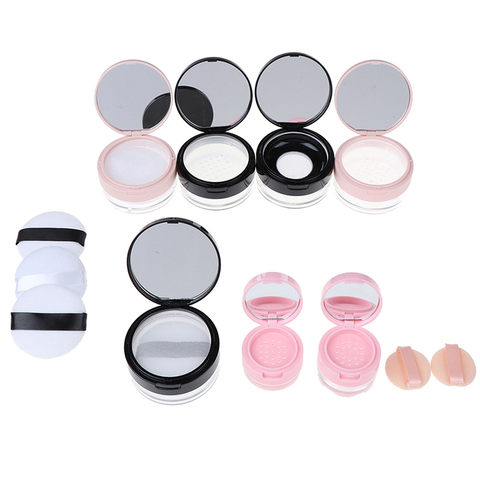 Boîte de poudre en plastique Portable vide Pot de poudre en vrac avec tamis miroir tamis cosmétique Pot en vrac voyage maquillage conteneur ► Photo 1/6