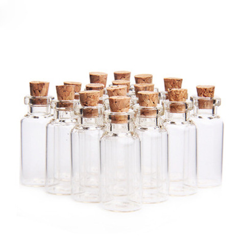 Bouteilles de vœux de noël 1ml/3ml/20ml, 10 pièces, petites bouteilles vides en verre de liège transparent, pour cadeaux de décoration de maison, de mariage et de vacances ► Photo 1/6