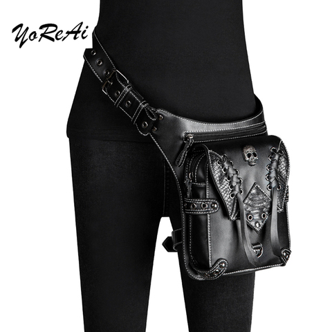 Vintage Steampunk Moto sac vapeur Punk rétro Rock gothique Biker sac épaule taille sacs Packs victoriens femmes hommes Drop jambe sac ► Photo 1/6