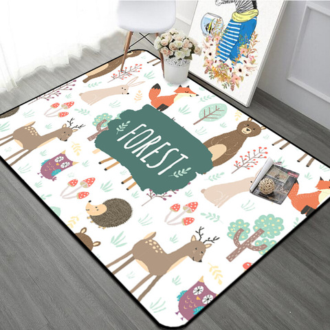 Tapis animaux de la forêt pour enfants, Style nordique, pour salon, chambre d'enfants, tapis de sol rampant pour noël ► Photo 1/6