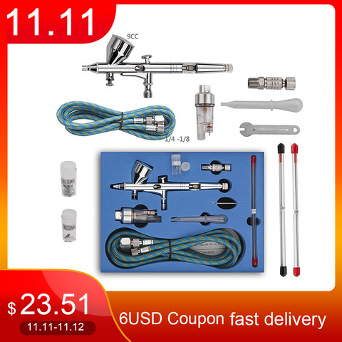 Kit d'aérographe à double Action avec buse de 0.2mm, 0.3mm et 0.5mm, pistolet de pulvérisation pour l'art de la peinture des ongles, nouveauté ► Photo 1/6