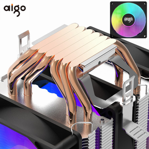 Aigo gale – ventilateur de refroidissement pour pc, processeur Intel 1150 1155 1156 1366 AM3/AM4 AMD, 4 broches, PWM RGB, double tour, 6 caloducs ► Photo 1/6