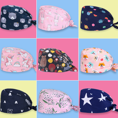 Modèle de dégagement gommage casquette cravate dos travail chapeau 100% coton lavable bandeau esthéticienne anti-poussière gommage casquettes ► Photo 1/6