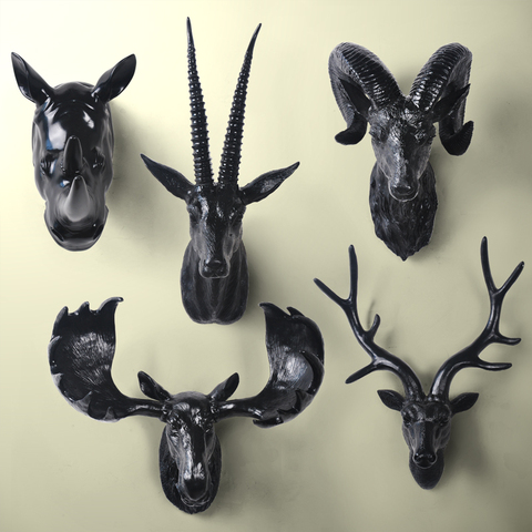 2022 accessoires de décoration de la maison trois tête de cerf suspendus murale Animal ameublement Style européen de l'ornement antique ► Photo 1/6