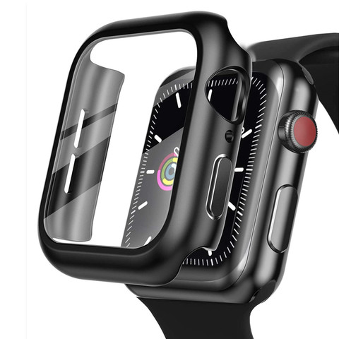 Verre + étui pour Apple Watch série 6 5 4 3 SE 44mm 40mm iWatch boîtier 42mm 38mm protecteur d'écran + housse Apple watch accessoires ► Photo 1/6