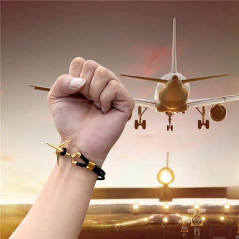 MKENDN offre spéciale acier inoxydable avion ancre Bracelets hommes femmes véritable multicouche Bracelet en cuir Freestyle Homme bijoux ► Photo 1/6