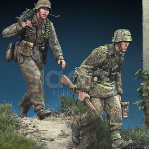 Figurine de soldat GK en résine, modèle MG 42 Trupp, soldat en bataille, thème militaire de la seconde guerre mondiale, kit non assemblé et non peint, 1/35 ► Photo 1/2