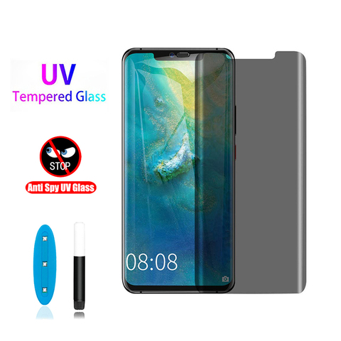 Colle liquide UV verre trempé mat pour huawei Mate 30 20 pro Anti Peep confidentialité protection d'écran pour huawei P30 P40 pro verre ► Photo 1/6