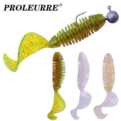 5 pièces/lot Silicone souple mouche bouclé leurre de pêche 6.5cm 3.2g Jig Wobblers artificiels nageurs Grub pour la truite basse carpe attirail ► Photo 1/6