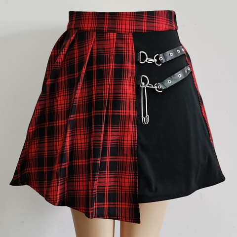 Harajuku – jupe plissée à carreaux style gothique pour femmes, irrégulière, ligne a, taille haute, Punk, Sexy, Clubwear, Mini jupe ample, 2022, XS-4XL ► Photo 1/6
