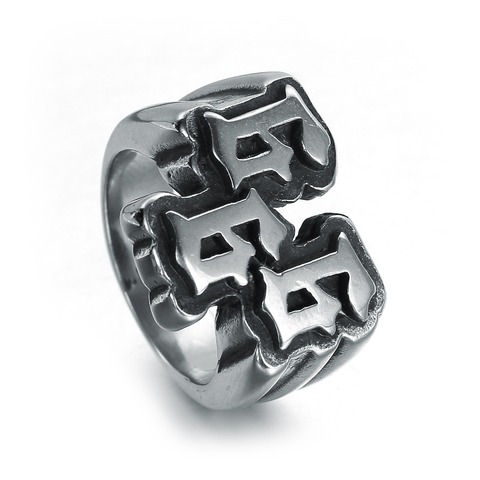 Bague punk numérique en acier inoxydable 666 pour hommes, anneau en titane et acier, bijoux ► Photo 1/6