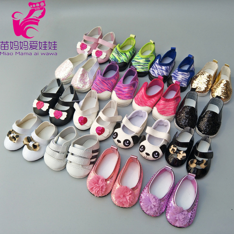 Chaussures de poupée pour bébé, noir, blanc, imprimé Rose, rouge, convient pour 18 pouces, baskets, jouet, accessoire ► Photo 1/6