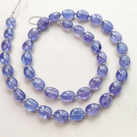 Perles en vrac bleu tanzanite plat ovale baroque 5-6mm nature perles pour la fabrication de bijoux collier 20cm FPPJ vente en gros ► Photo 1/3