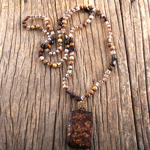 RH – collier bohème avec pendentif Semi-précieux, en pierres naturelles de forme aléatoire, en cristal, à la mode ► Photo 1/6