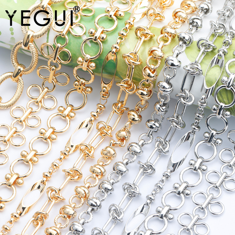 YEGUI C145, chaîne de bricolage, plaqué rhodium, plaqué or 18k, 0.3 microns, métal cuivre, breloques, collier de bracelet bricolage, fabrication de bijoux, 1 m/lot ► Photo 1/6