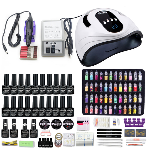 Super ensemble d'ongles avec 120W sèche-ongles choisir 20/10 couleur Gel vernis à ongles Kit 35000 tr/min électrique perceuse à ongles Machine manucure ensemble ► Photo 1/6