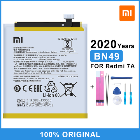 Batterie d'origine XiaoMi BN49 pour Xiaomi Redmi 7A remplacement 4000mAh batterie de téléphone haute capacité ► Photo 1/6