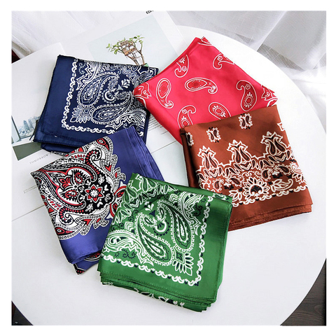 Foulard Bandana pour femmes | Écharpe de tête en Satin, soie, imprimé Paisley, châle carré, enveloppes pour le cou, mode 2022 ► Photo 1/6