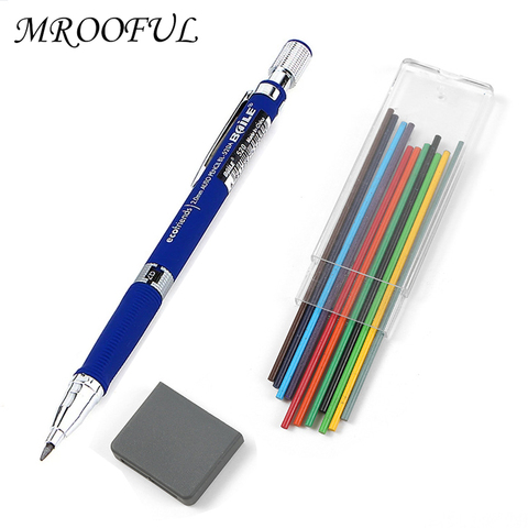 Ensemble de crayons automatiques 2B de 2.0mm, 12 couleurs, crayons mécaniques pour dessiner, outils d'écriture, fournitures de papeterie artistique ► Photo 1/6