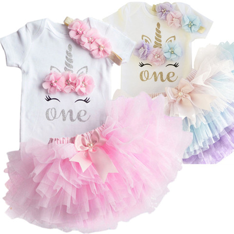 Robe Tutu en Tulle pour bébé fille, tenue Tutu pour premier anniversaire, vêtements de fête pour nourrissons, licorne d'été ► Photo 1/6