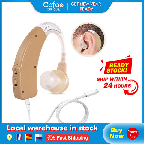 Appareil auditif Rechargeable Cofoe pour les personnes âgées perte auditive amplificateur sonore outils de soins d'oreille prothèses auditives réglables ► Photo 1/6