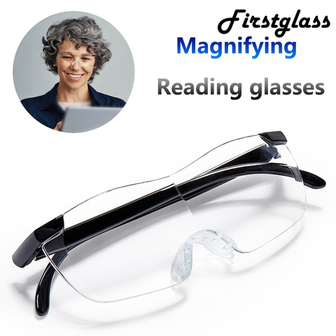 Mode One-piece loupe 1.6 fois grossissement lunettes Hommes Lunettes de lecture Sans monture Big Vision Portable Lunettes de vue en plastique Presbytie Ultra-léger zoom vision Femmes Dioptrie 250 ► Photo 1/6