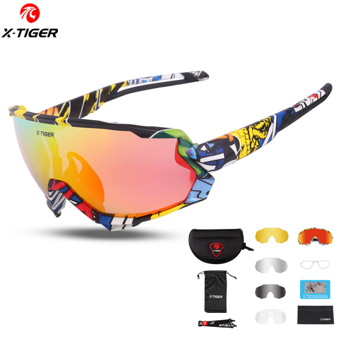 X-TIGER polarisé cyclisme lunettes de soleil UV400 hommes femmes vélo lunettes lunettes 5/3 lentille vtt sport coupe-vent lunettes de soleil ► Photo 1/6