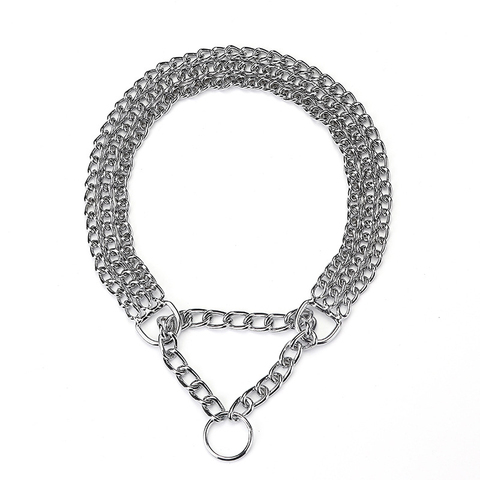 Collier de chien à trois rangées collier de dressage chien P colliers de chaîne ajustement collier en métal pour animaux de compagnie en acier inoxydable pour les grands chiens moyens ► Photo 1/6