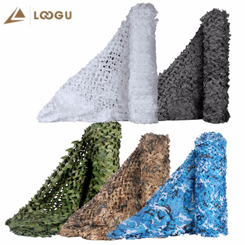 LOOGU renforcé Camouflage filets militaire blanc noir bleu pour la chasse armée jardin ombre cache maille Camouflage filet 2x5 4x4 4x5 ► Photo 1/6