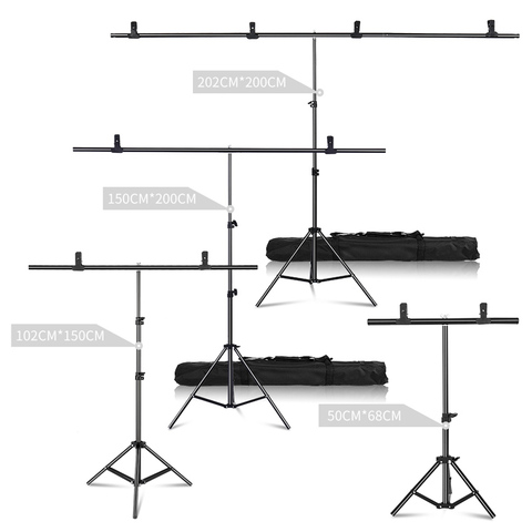 Le système de Support de cadre de fond en forme de T de décors de Photo de photographie professionnelle se tient avec des pinces ► Photo 1/5