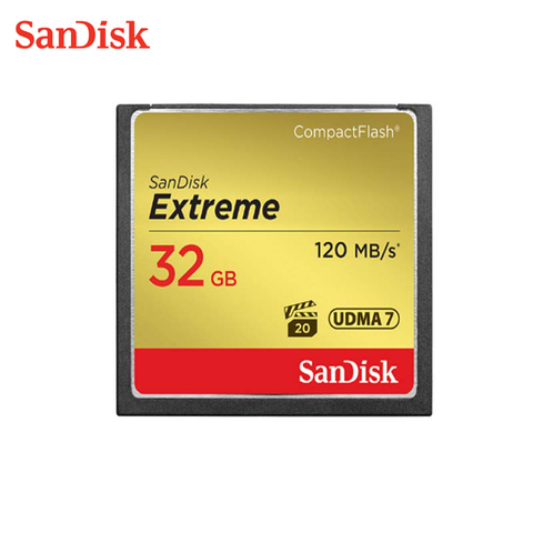 Sandisk extrême carte mémoire Compactflash 32GB CF carte haute vitesse 120 mo/s prise en charge de la vidéo 1080P Full HD pour reflex numérique/DV ► Photo 1/4