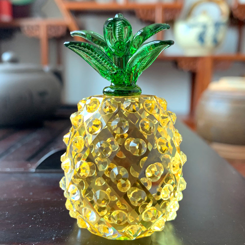 Figurines en cristal d'ananas jaune, papier-monnaie de fruits, décoration de Table, pour la maison, pour mariage, cadeaux de noël pour enfants ► Photo 1/6