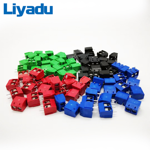 100 PCS/LOT KF301-2P épissage, type de vis PCB espacement 5.0 bornes de connecteur, terminal bleu/vert KF301 rouge, bleu, vert, noir ► Photo 1/6